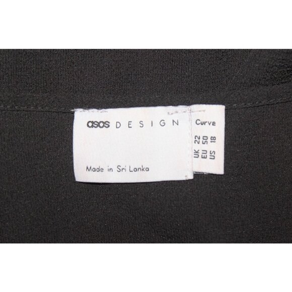 ASOS DESIGN Curve Wrap-Front Tiered Smock Midaxi Dress in Black - Size 18 - Picture 9 of 12
